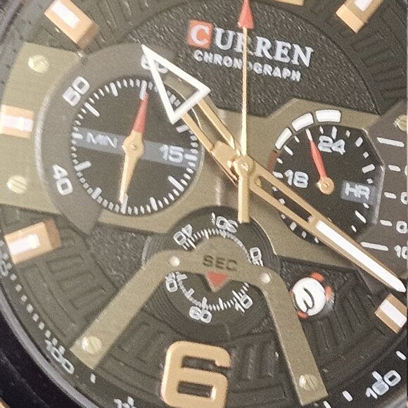 CURREN Chronograph Men’s Watch – Black & Gold Sport Style - Picture 6 of 16